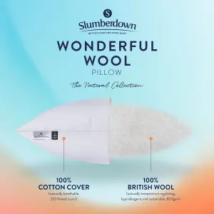 Wonderful Wool Super King Duvet Temp Regulating 7-9 Tog Mediumweight All Year 2 Wool Pillows 100% Wool Cotton Cover