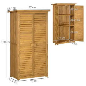 Outsunny Wooden Garden Storage Shed, 3 Shelves Tool Cabinet, Natural