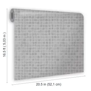 Contour Spectrum Grey Tile effect Mosaic Textured Wallpaper