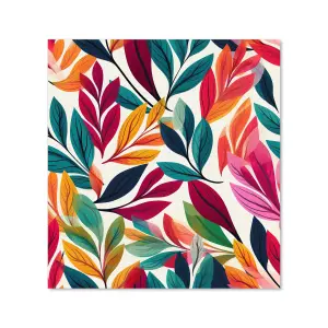 Bright Leaves Pattern Premium Glass Kitchen Splashback W600mm x H600mm