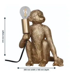 First Choice Lighting Set of 2 Gold Monkey Table Lamp or Bedside Lights