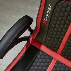 X-Rocker Evora 2.1 Wireless Gaming chair Speakers Audio Vibration Seat - BLACK / RED