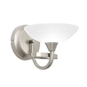 Luminosa Cagney 1 Light Wall Light Satin Chrome with White Painted Glass Shade, G9