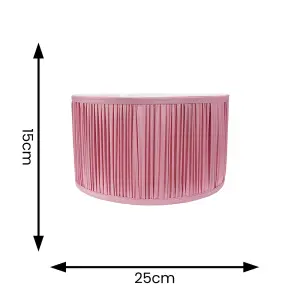 ValueLights Jess Blush Pink Fabric Ruched Pleated Small Drum Shade with LED Bulb