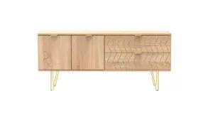 Chevron 2 Drawer 2 Door Wide Sideboard in Bardolino Oak (Ready Assembled)