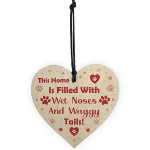 Red Ocean Handmade Wooden Hanging Heart Plaque Gift Perfect for Dog Lovers Pet Keepsake Novelty Decoration