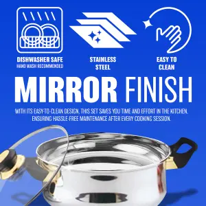 12Pc Stainless Steel Cookware Saucepan Frypan Casserole Set With Glass Lid