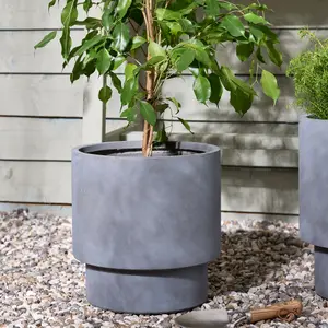 Large Light Grey Fibre Clay Indoor Outdoor Flower Plant Pot Houseplant Garden Planter