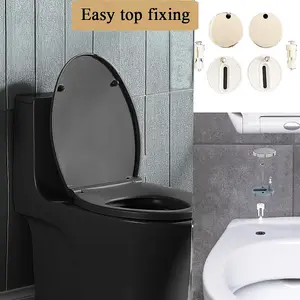 Soft Close Toilet Seat with Quick Release for Easy Clean - Black