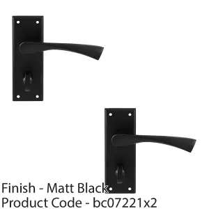 2 PACK - PAIR Angular Lever on Bathroom Backplate Door Handle 150 x 50mm Matt Black