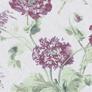 Laura Ashley Hepworth Grape Floral Smooth Wallpaper