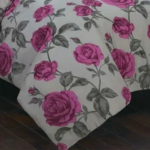 HomeSpace Direct Meadow Grey Duvet Cover Set Floral Themed King Bedding Set