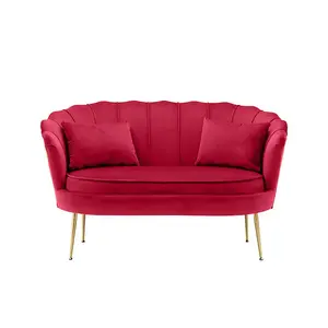 2 Seater Loveseat Small Sofa in Velvet Pink