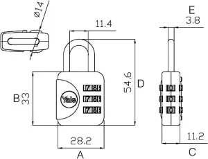 Yale - Combination Padlock in Grey - YP1/28/121/1G