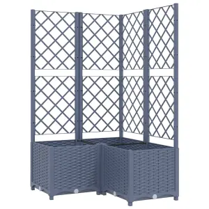 Berkfield Garden Planter with Trellis Dark Grey 80x80x136 cm PP