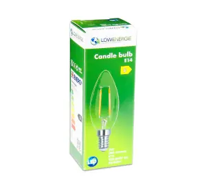 30w Equivalent LED Filament Candle Light Bulb Candle E14 Small Screw 2.0w - Warm White - Pack of 10