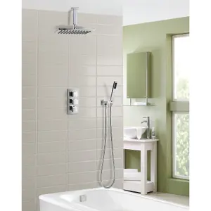 Nes Home Olive Square 3 Way Concealed Thermostatic Mixer Valve Hand Held Bath Shower Set