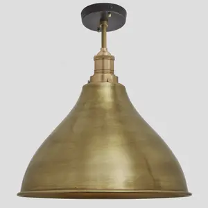 Industville Brooklyn Cone Flush Mount, 12 Inch, Brass, Brass Holder