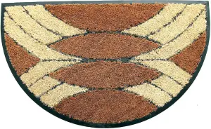 Coco & Coir Indoor Outdoor Doormat Natural Thick (1.6cm) Wearing Non-Slip Rubber Backed Entrance Mat 45cm x 75cm PALM CLUSTER ARC