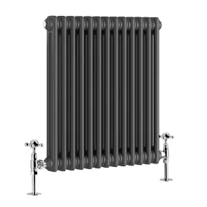 Right Radiators 600x605 mm Horizontal Traditional 2 Column Cast Iron Style Radiator Anthracite