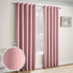 Enhanced Living Vogue Blush Pink 46 x 72 inch (117x183cm) Pair of Eyelet Thermal Noise reducing Dim Out Curtains