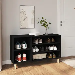 Berkfield Shoe Cabinet Black 102x36x60 cm Engineered Wood