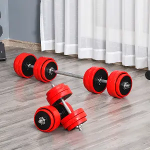 HOMCOM 30KGS Dumbbell & Barbell Adjustable Ergonomic Set Exercise in Home Gym