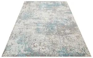 Modern Rug, Abstract Rug for Bedroom, & Living Room, Stain-Resistant Rug, 7mm Thick Teal Abstract Rug-80 X 240cm (Runner)