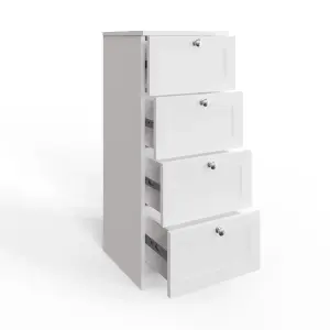 Matt White Chest Of 4 Drawers Modern Design Deep Storage Panelled Fronts