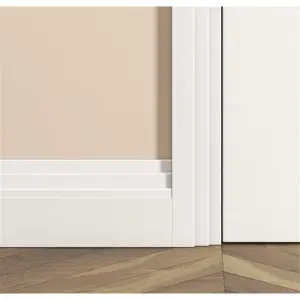 PACK OF 10 - Chamfered Stepped White Primed MDF Architrave - 18mm x 94mm x 2200mm