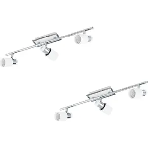 2 PACK Wall 3 Spot Light Colour Chrome Plated & White Steel GU10 3x5W Included