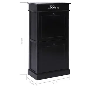 Shoe Cabinet Black 50x28x98 cm Paulownia Wood