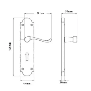 Ashford Door Handle Key Lock Scroll Lever - Polished Brass