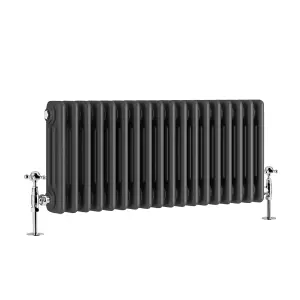 Right Radiators 300x832 mm Horizontal Traditional 3 Column Cast Iron Style Radiator Anthracite