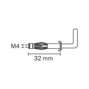 Diall Steel L-hook Hollow wall anchor M4 (L)33mm, Pack of 4