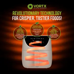 Tower Vortx Air Fryer with Digital Control Panel, 1700W, 6L Latte