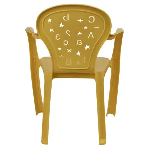 URBNLIVING 50cm Height 2 Pcs Yellow Coloured Stackable Plastic Chairs for Kids Party Play Set