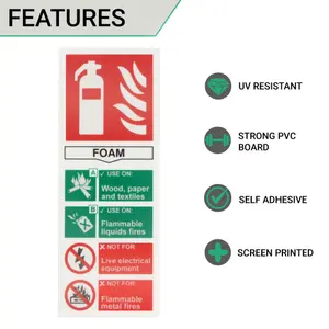 EAI - First Extinguisher Sign Foam 75x200mm Self Adh Semi Rigid PVC - Pack of 2