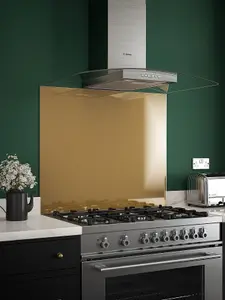 Brass Glass Kitchen Self Adhesive Splashback 900 x 750mm