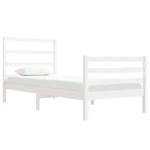 Berkfield Bed Frame White Solid Wood Pine 90x190 cm 3FT Single