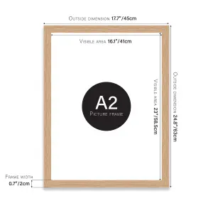 A2 Oak Picture Frame Fits A2 (42 x 59.4cm - 16.5 x 23.4in) Poster, Photo, Artwork, or Print.