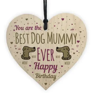 Red Ocean Best Dog Mummy Funny Mum Birthday Gifts Wooden Heart Humour Dog Gifts Dog Sign Keepsake