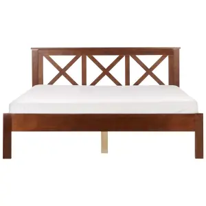 Wooden EU King Size Bed Dark TANNAY