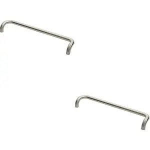 2x Cranked Pull Handle 630 x 30mm 600mm Fixing Centres Satin Stainless Steel