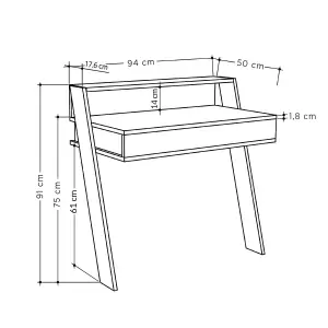 FWStyle 1 Drawer 1 Shelf Home Office Wall Mounted Study Desk Natural Oak