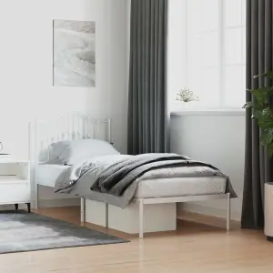 Berkfield Metal Bed Frame with Headboard White 80x200 cm