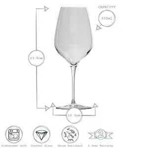 Bormioli Rocco - Inalto Tre Red Wine Glasses - 550ml - Pack of 6