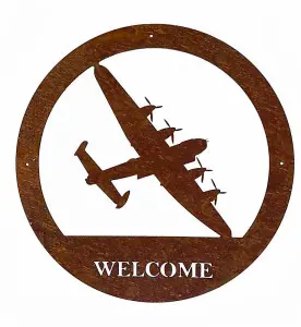 Lancaster Welcome Wall Art - Small - Steel - W29.5 x H29.5 cm - Bare Metal/Ready to Rust