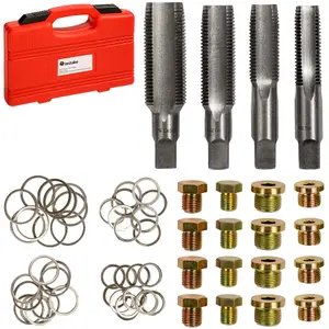 Oil Sump Repair Kit - 4 thread cutters, 20 drain plugs, 40 sealing rings, carry case - silver