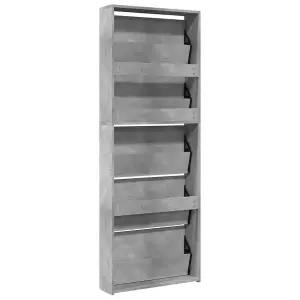 Berkfield Shoe Cabinet with Mirror 5-Layer Concrete Grey 63x17x169.5 cm